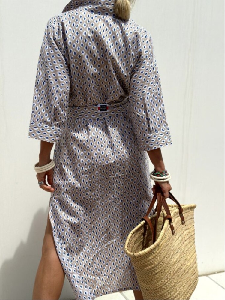 Robe chemise à manches longues pour femmes, élégante, avec ceinture, mode imprimée, boutons, col à revers, robes décontractées, automne 2024