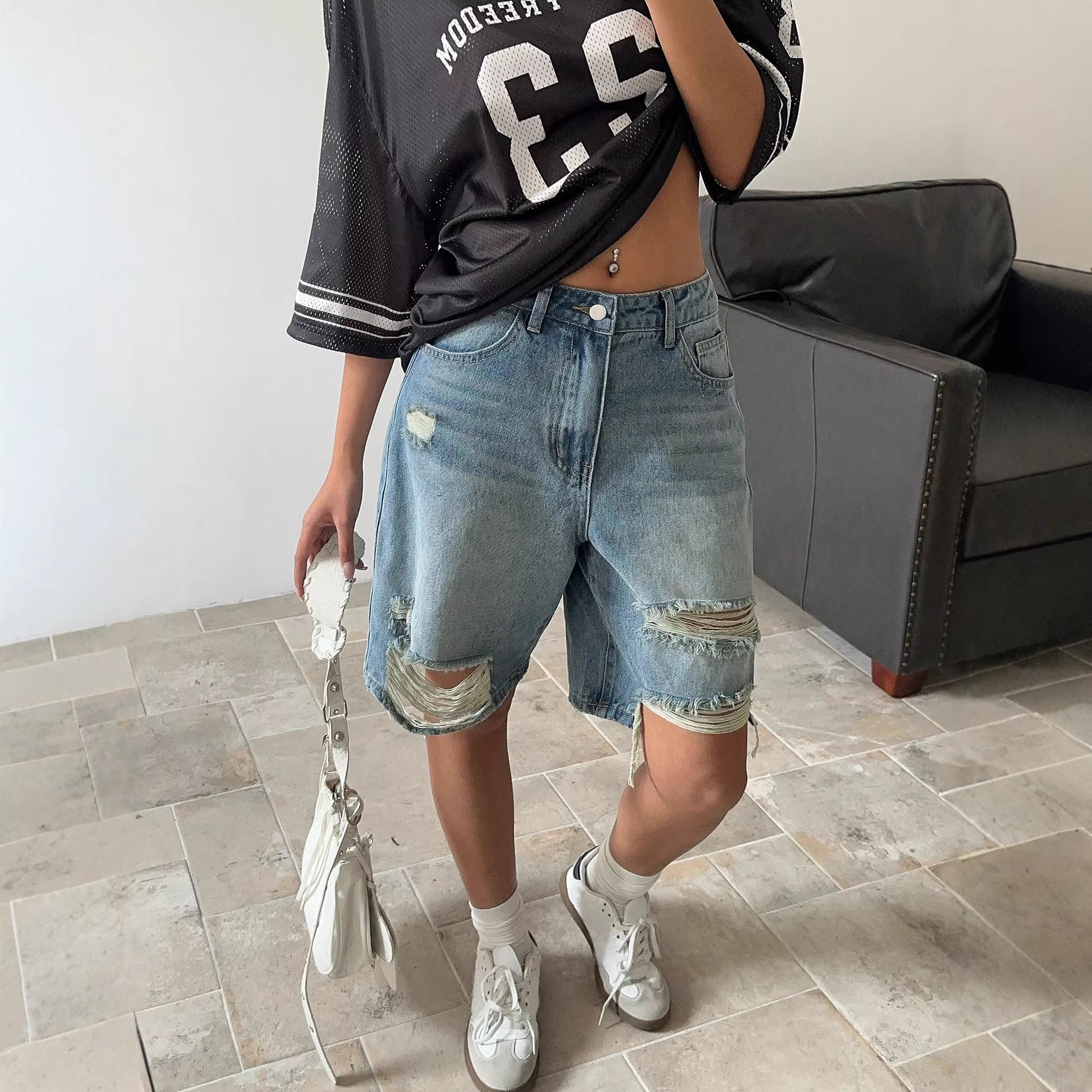 Shorts en jean tendance pour femme 2026 – Décontracté, taille haute, coupe ample, style Y2K