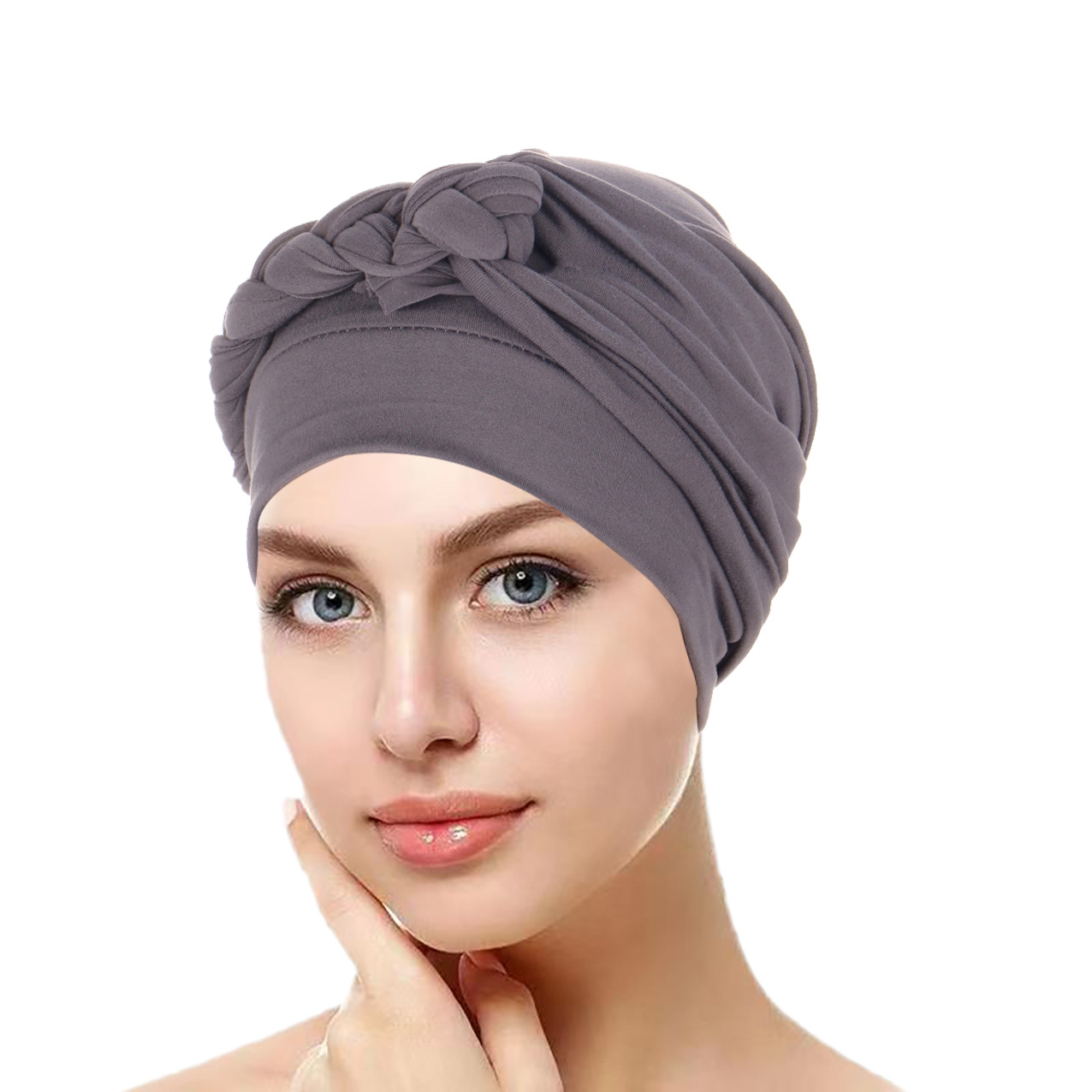 Casquettes Hijab musulmanes tressées de couleur unie, tête enveloppante pour femmes du Ramadan, Turban indien à la mode pour dames