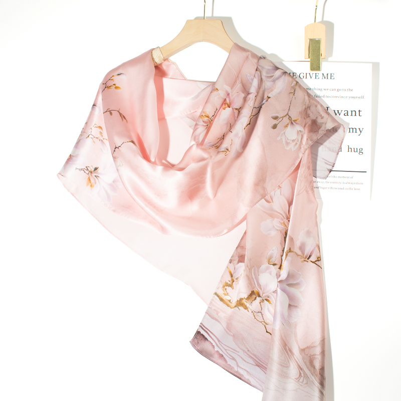 Écharpe en soie pour femmes, châles à fleurs, à la mode, pour voyager, protection solaire, foulards de plage, enveloppes de luxe pour la climatisation
