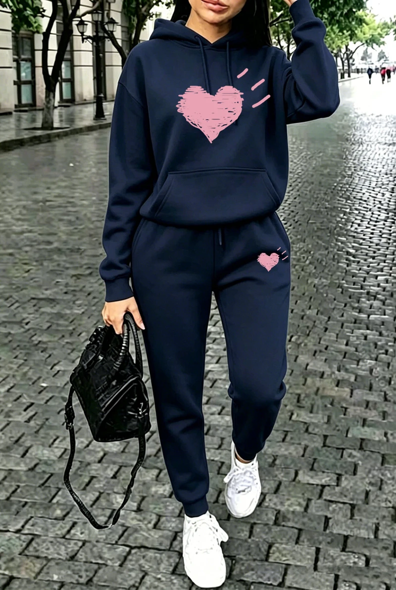 Ensemble de survêtement décontracté pour femme – Sweat-shirt et pantalon de sport polyvalents pour l'extérieur, idéal pour le jogging – Collection automne