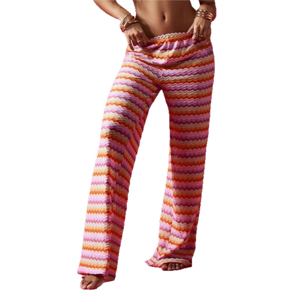 Pantalon décontracté pour femme, coupe ample à jambes larges, vêtements de maison, tenue décontractée, rayé contrastant, confortable, polyvalent et tendance