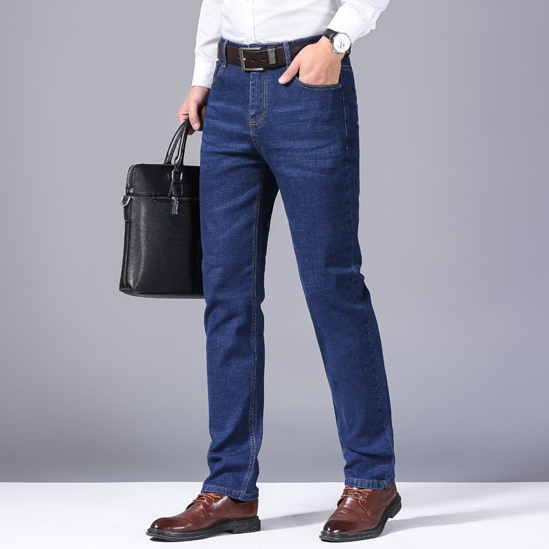 2025 jeans d'affaires de mode pour hommes style classique décontracté élastique slim fit jeans pantalons en denim pour hommes noir bleu