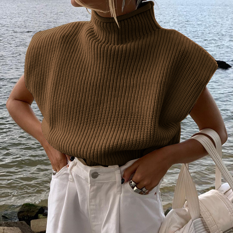 Débardeur tricoté à col roulé pour femmes, doux, chaud, intérieur moelleux, Sexy, Chic, Style coréen, paresseux, confortable, Simple, mode Y2k pour filles, automne hiver