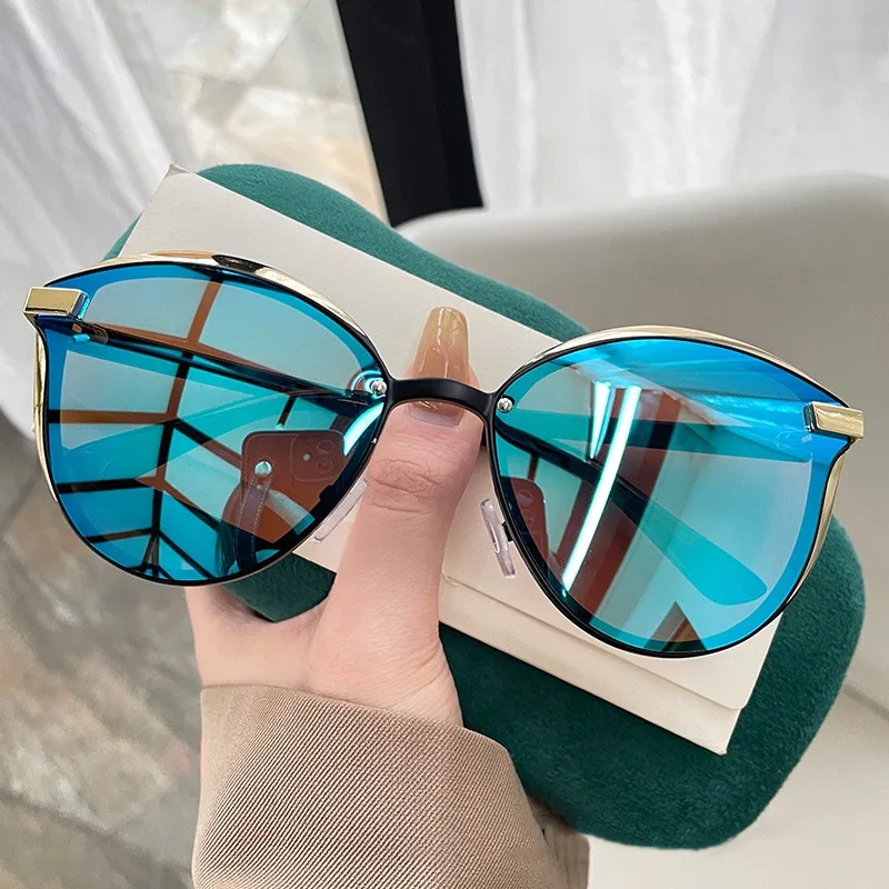 Lunettes de soleil classiques en métal à verres réfléchissants pour femmes et hommes, lunettes de soleil rondes de marque, lunettes de luxe sexy, UV400 Gafas De Sol