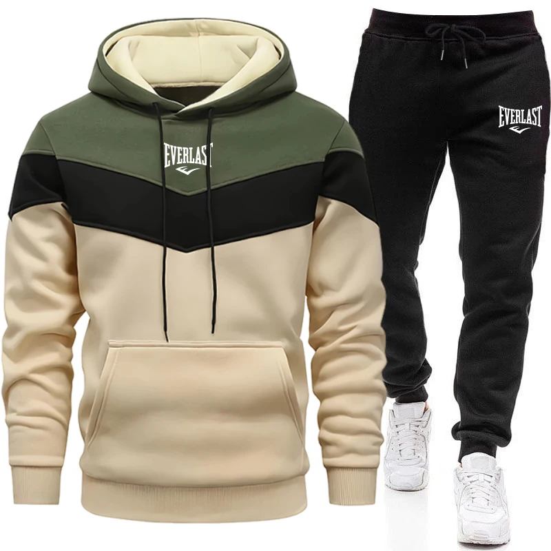 Ensembles pour hommes : sweats à capuche et pantalons de survêtement, tenue de sport décontractée urbaine à manches longues, ensemble de jogging pour homme, confortable et chaud pour la maison et l'extérieur