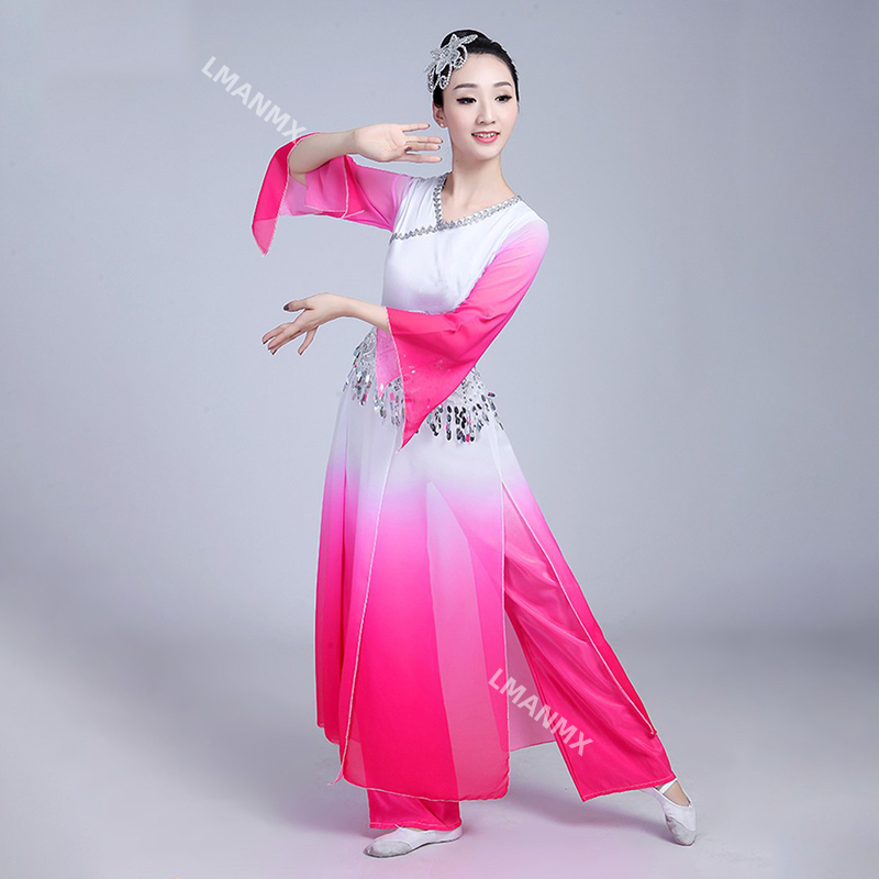 Vêtements de danse classique traditionnels pour femmes, danse folklorique chinoise, robe Guelfor, manches d'eau, vêtements Yangko, jupe prairie, pantalon, hanfu