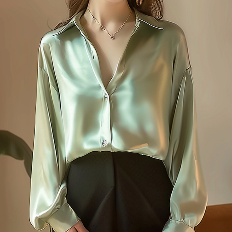 Chemise en satin à manches longues pour femmes, chemisiers décontractés élégants, vêtements féminins minces, chemises de bureau, tendance estivale, mode