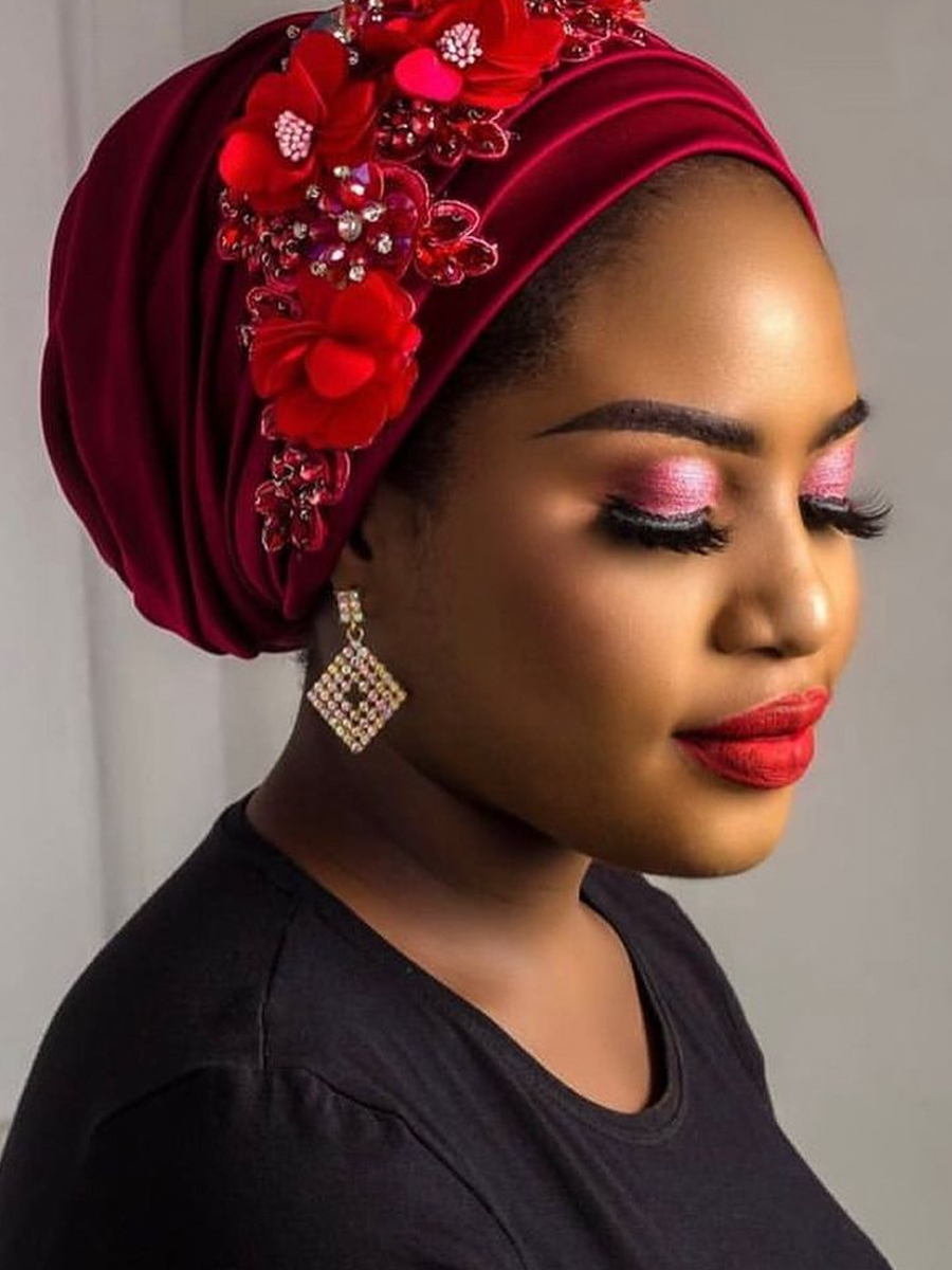 Élégant fleur diamants femmes Turban casquette africaine fête chapeaux chapeau dame bandeau musulman foulard chapeaux Turbante Mujer