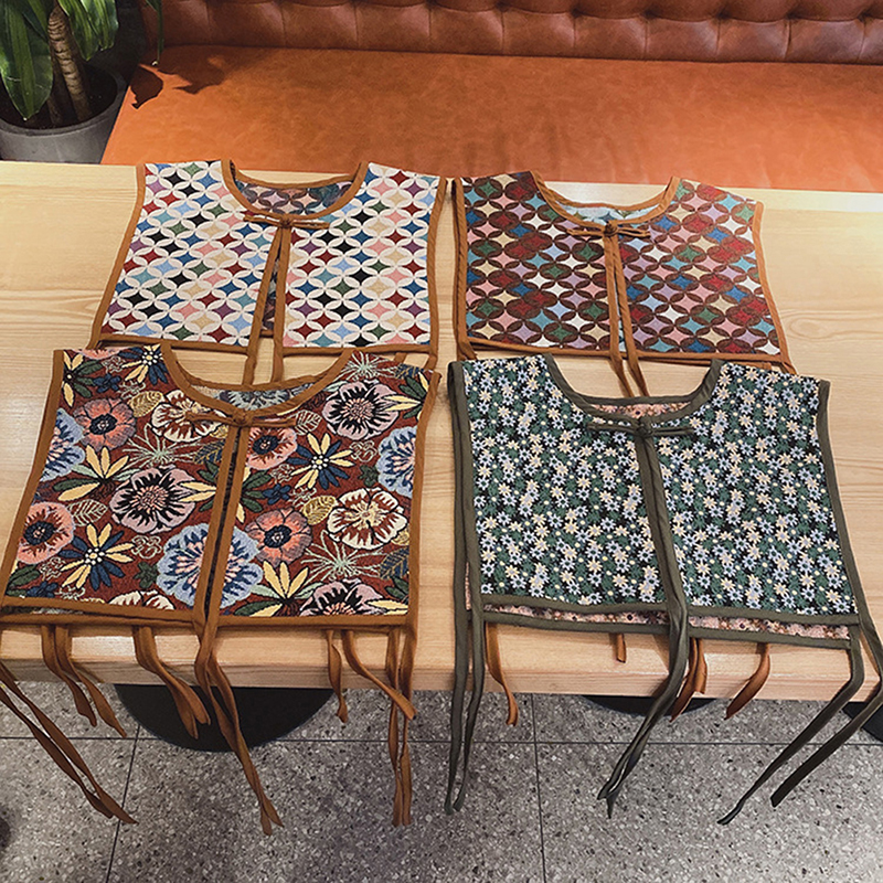 Écharpe d'épaule brodée pour femmes, châle enveloppant, chemise florale, faux col décoratif