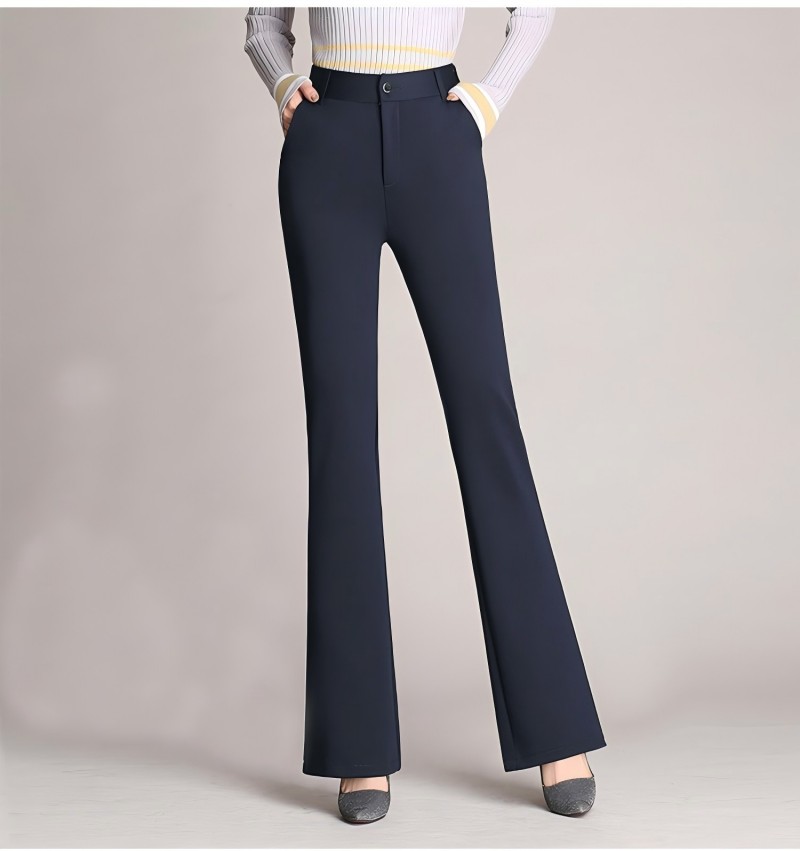 Pantalons décontractés d'affaires pour femmes, vêtements de bureau confortables avec poches, pantalons de travail élégants et coupe régulière