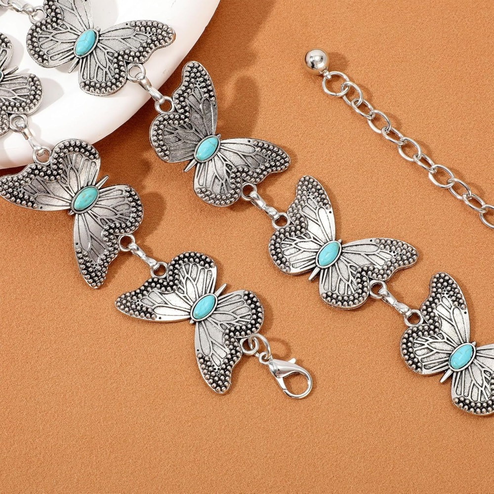 Ceintures à chaîne bohème pour femmes, pour jeans, robes, ceinture à chaîne de taille en argent western avec concho pour femmes, ceinture de cow-girl en métal réglable