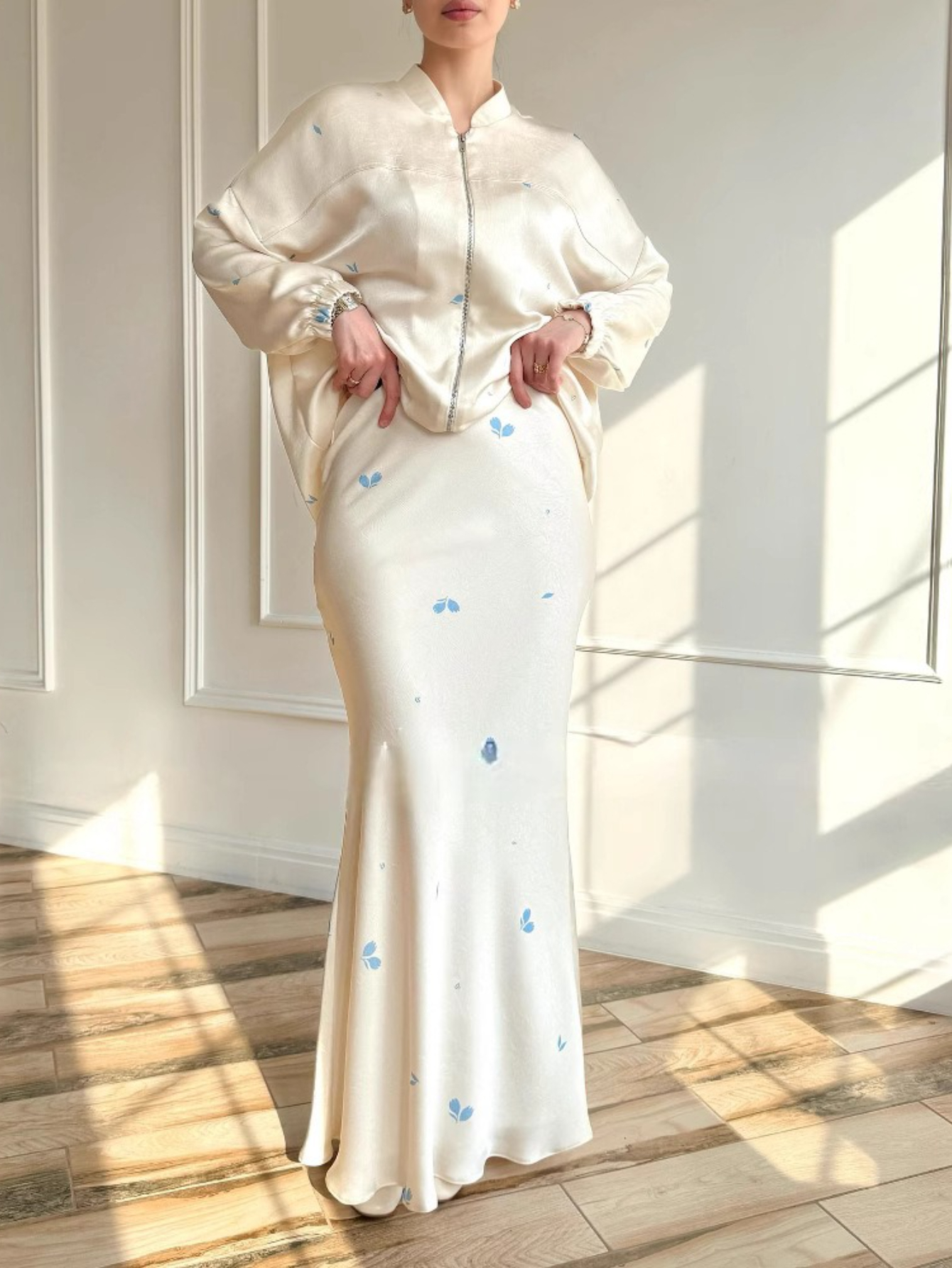 Eid – costumes musulmans pour femmes, chemisiers imprimés, veste à fermeture éclair, jupe deux pièces, Ensemble musulman, dubaï, arabe, marocain, Islam, décontracté, Ramadan