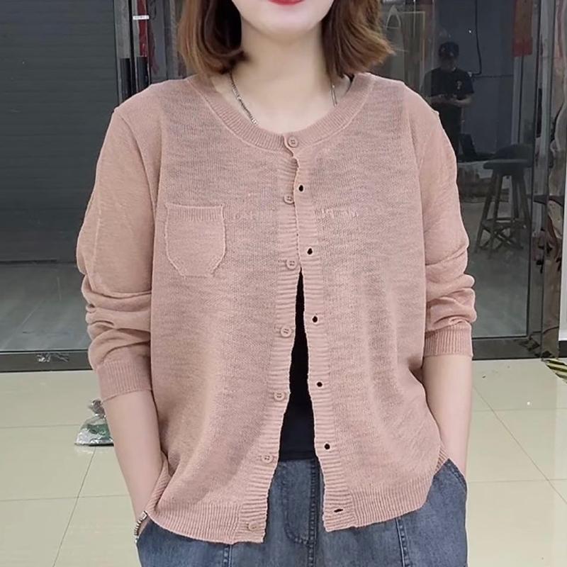 Cardigan tricoté de style coréen pour femmes, châle d'été à manches longues, protection solaire fine, petit manteau, haussement d'épaules, nouvelle collection 2025