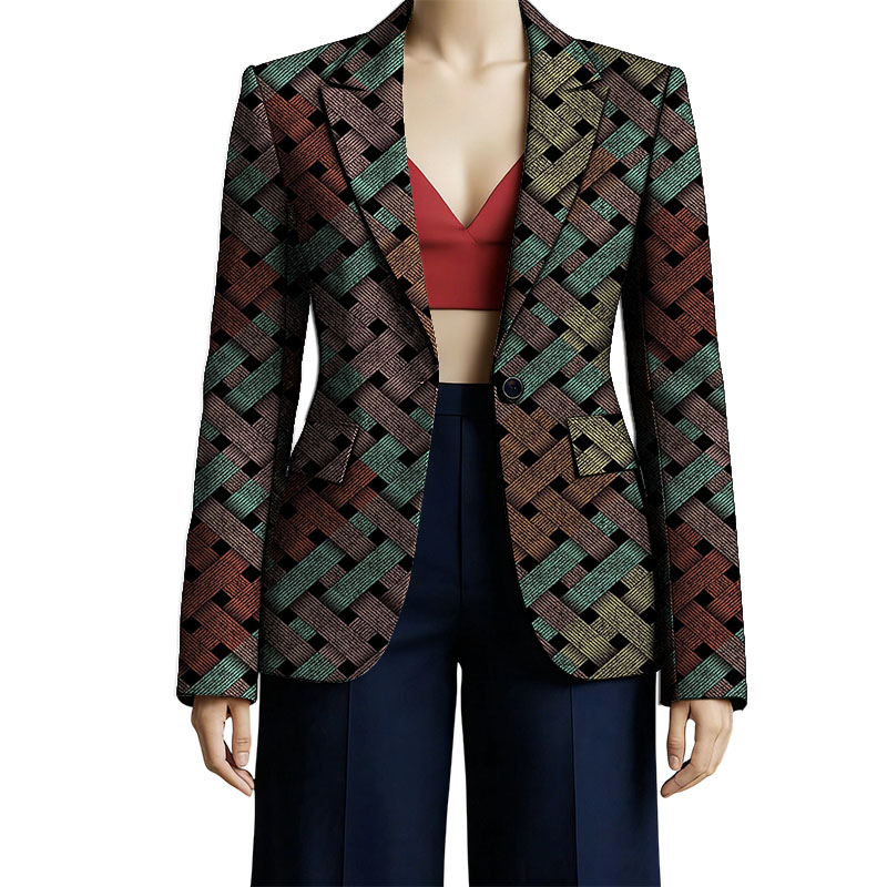 Vestes de costume de Couture africaine pour femmes, blazer Ankara imprimé coloré pour mariage, manteau court de fête