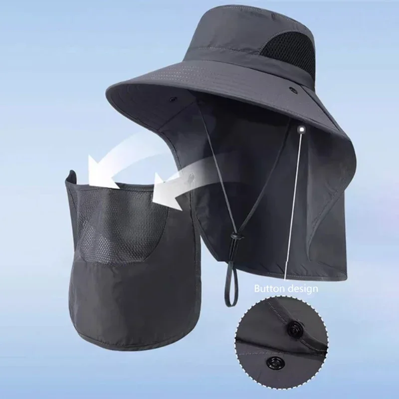 Chapeaux de soleil d'été Protection UV casquette de pêche de chasse en plein air pour hommes femmes randonnée Camping visière seau chapeau chapeau de pêcheur amovible