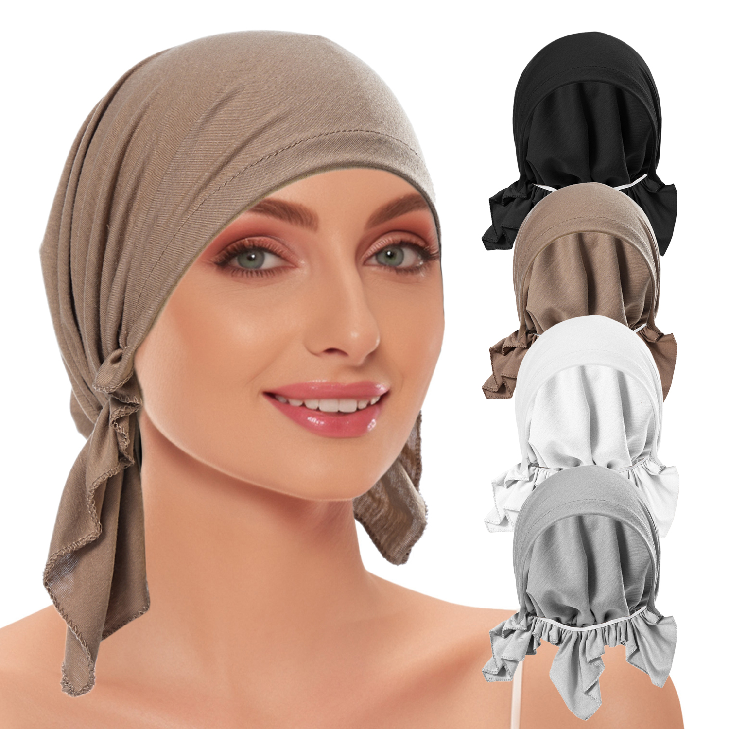 Bandeau de Sauna Arabe à la Mode pour Femme Musulmane, Chapeau Solide, Écharpe de Tête, Bonnet Chimio, Bandana Contre le Cancer, Accessoires pour Cheveux