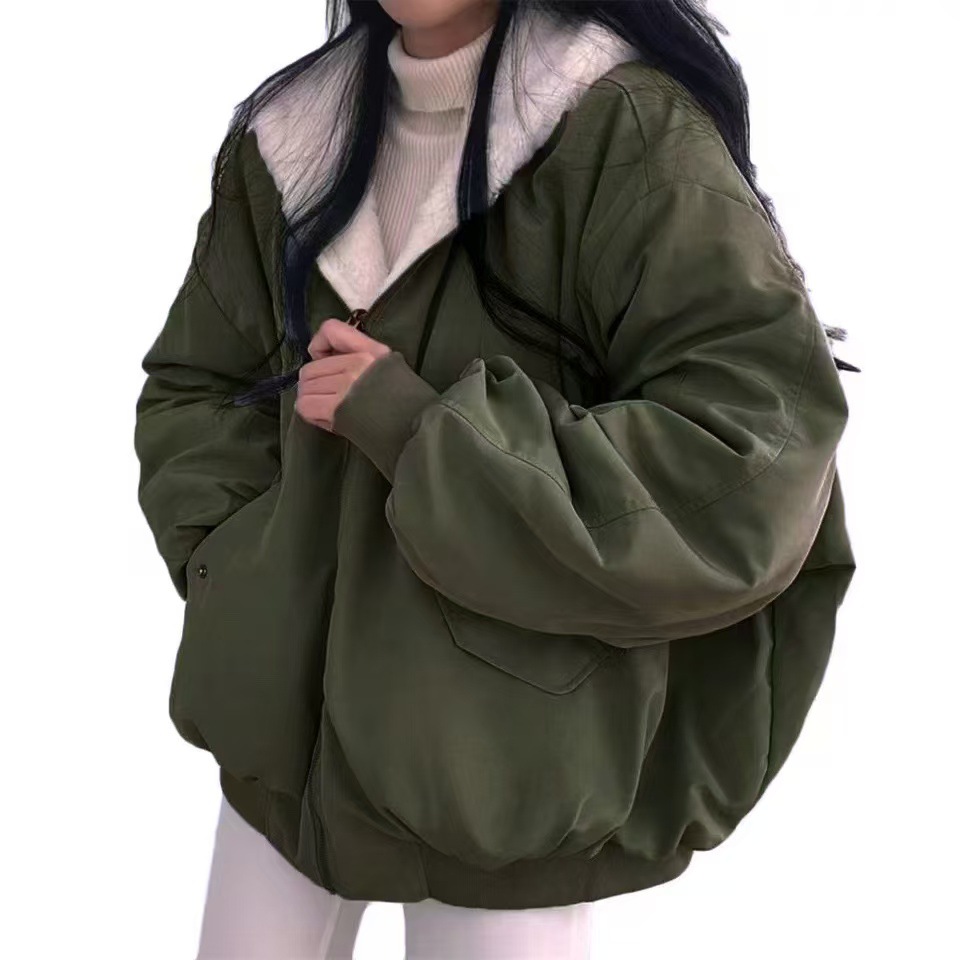 Veste chaude pour femmes automne-hiver, double face, à capuche, style coréen, veste pour étudiantes, vêtements d'extérieur pour femmes