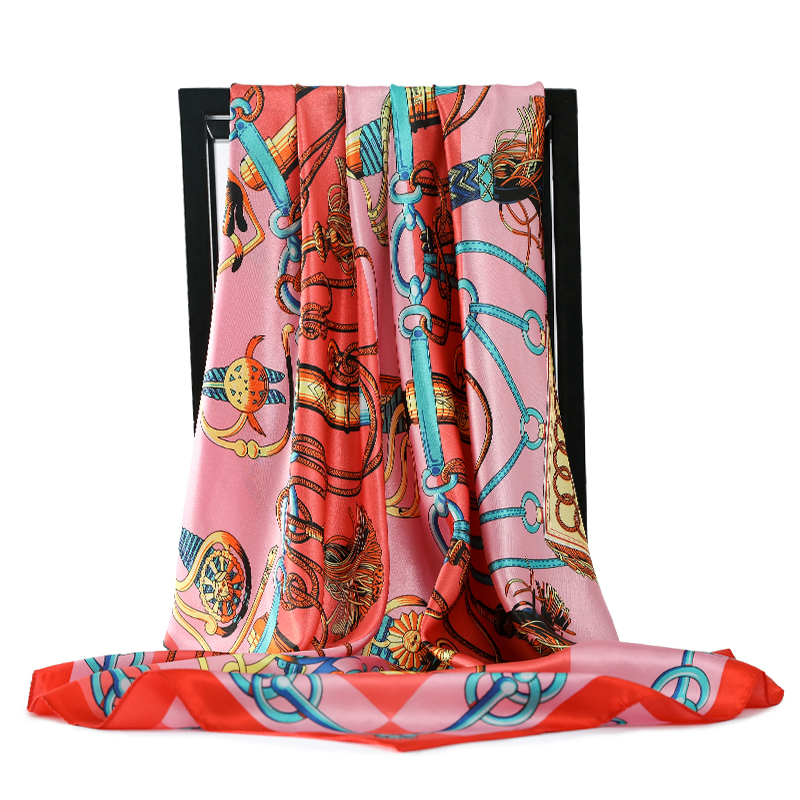 Châles de luxe imprimés 90x90cm, écharpes en soie quatre saisons, bandanas populaires protection solaire, Europe et amérique