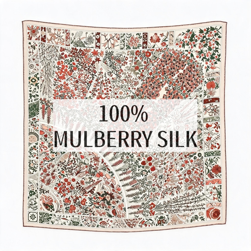 Foulard carré 100% soie de mûrier crêpe de Chine, vintage, imprimé floral, bordure en dentelle, polyvalent, pour femme