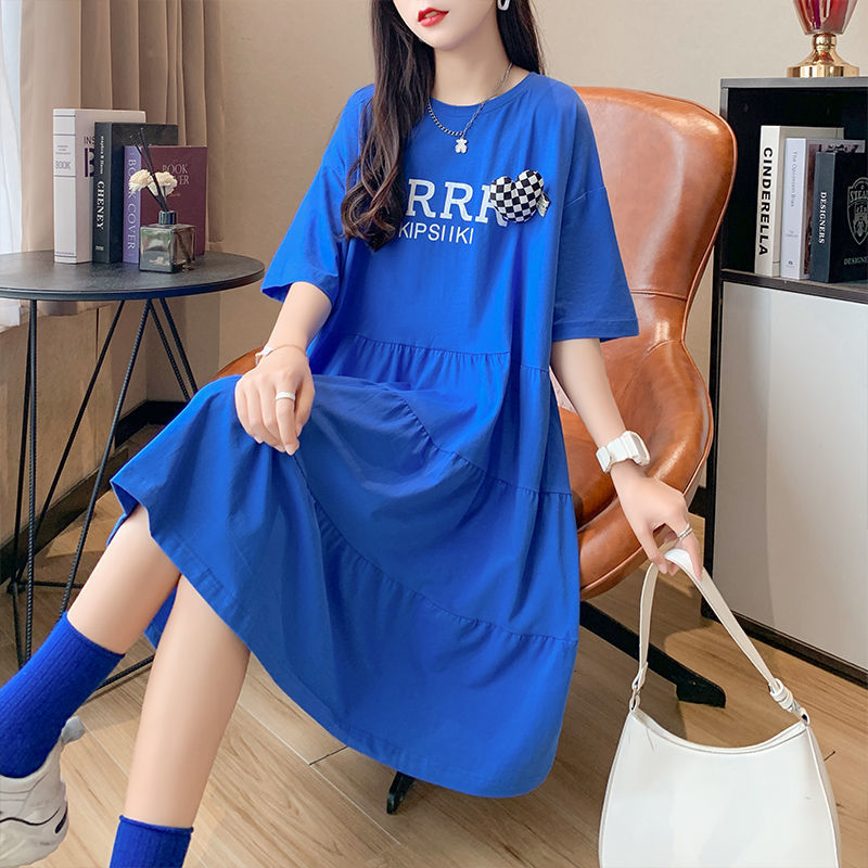 Robe Mi-Longue Décontractée à Col Rond pour Femme, Vêtement avec Lettres Imprimées, Style Coréen, Va avec Tout, Été 2024