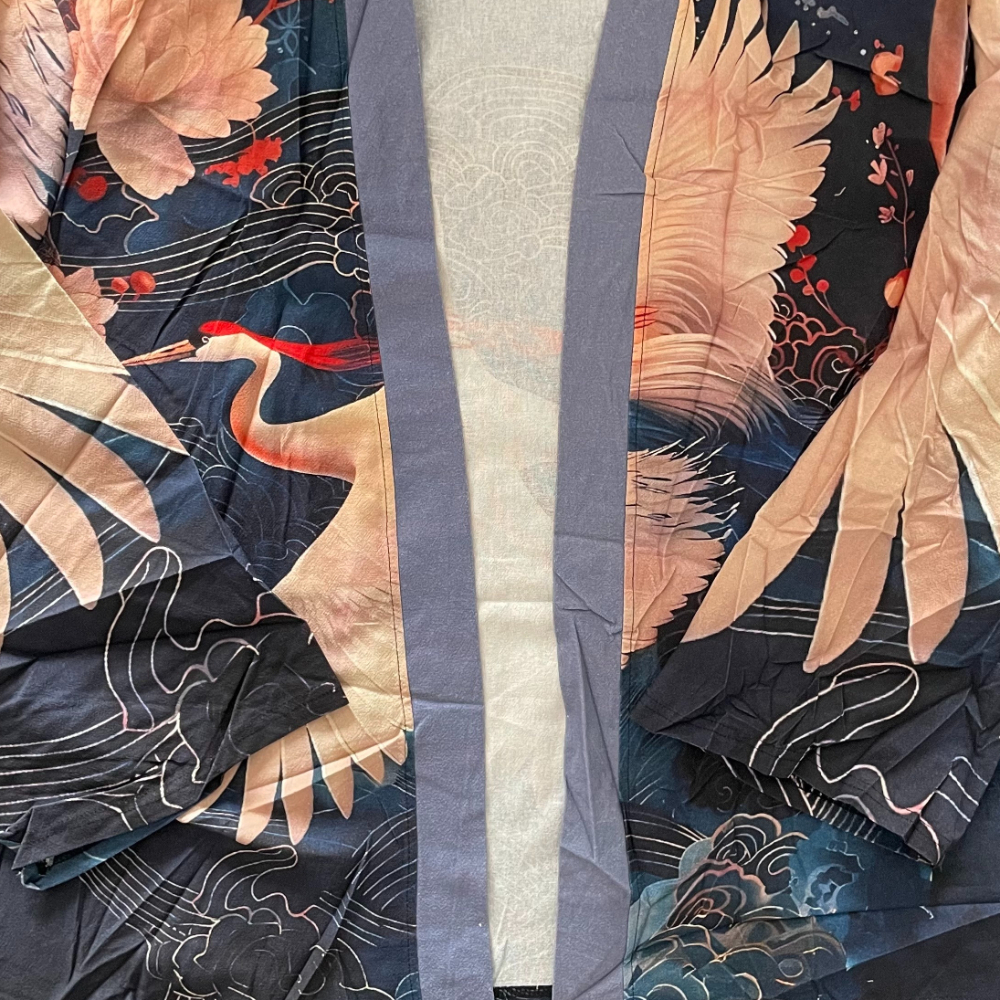 Kimono japonais en coton pour femmes et hommes, imprimé nuages et grues, Yukata ample, cardigan ouvert, style bohème, pour la maison et la plage