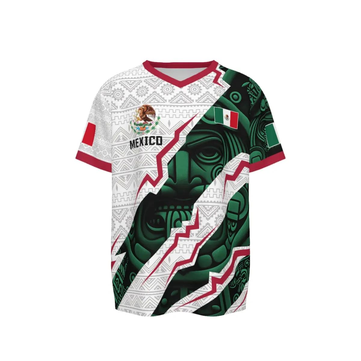 Nouveau maillot de football mexicain 2026, maillots style calendrier aztèque du Mexique, cadeau pour les amateurs de football, maillot de football col en V 2026 pour les fans