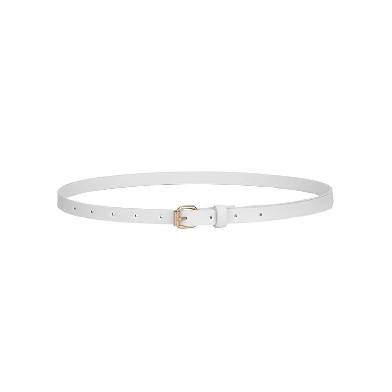 Ceinture fine tendance avec boucle à ardillon pour femme, en cuir noir, style élégant et simple, idéale pour jeans décontractés