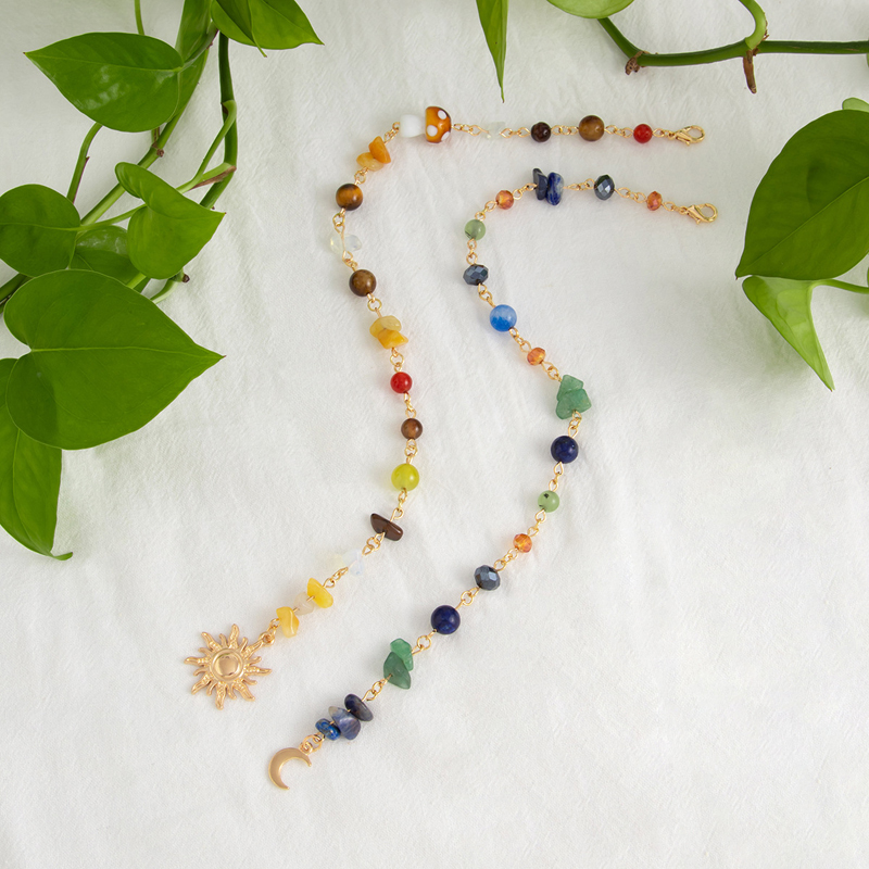 Chaîne de cheveux tressée à pampilles colorées irrégulières pour femmes, pendentif Boho exquis soleil lune, Dreadlock polyvalent, accessoires pour cheveux, cadeau