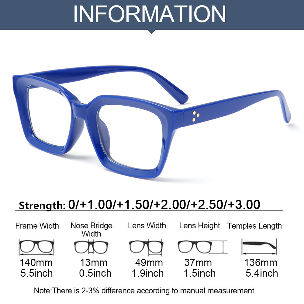 Lunettes de lecture carrées à la mode pour hommes et femmes, lunettes de presbytie à grande monture, lunettes haute définition, dioptrie + 1.0 ~ + 4.0