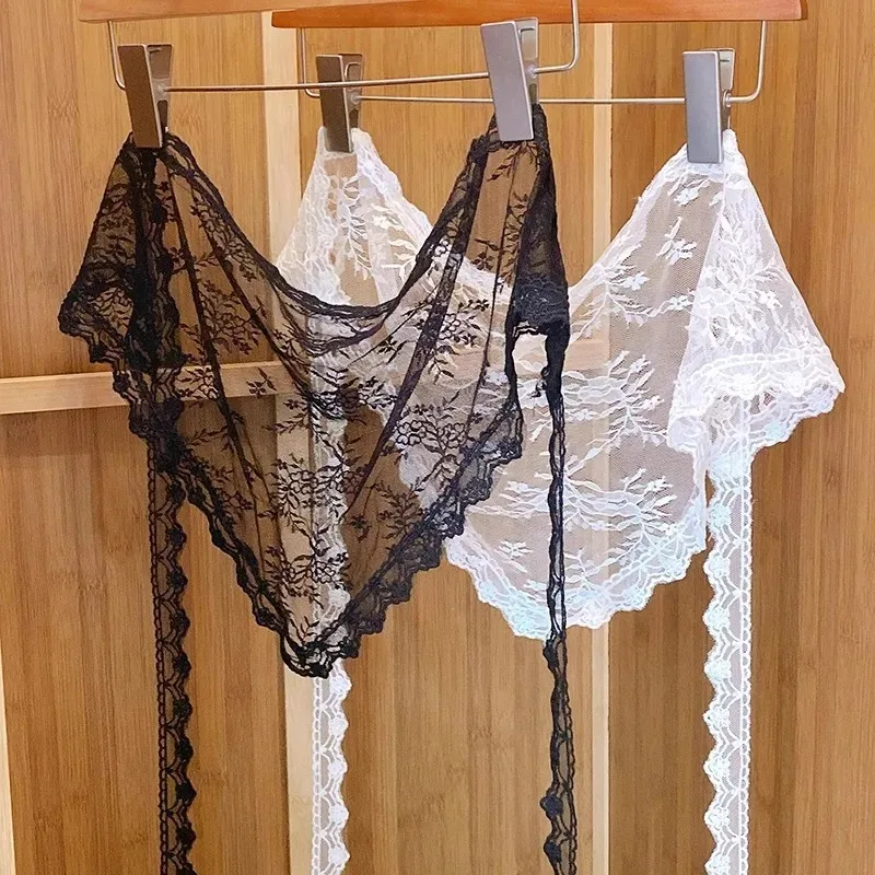 Femmes coréennes dentelle Triangle une pièce ceinturée chevauchement foulard jupe en dentelle tablier garniture coréenne demi-jupe jupe courte rideau de fesses