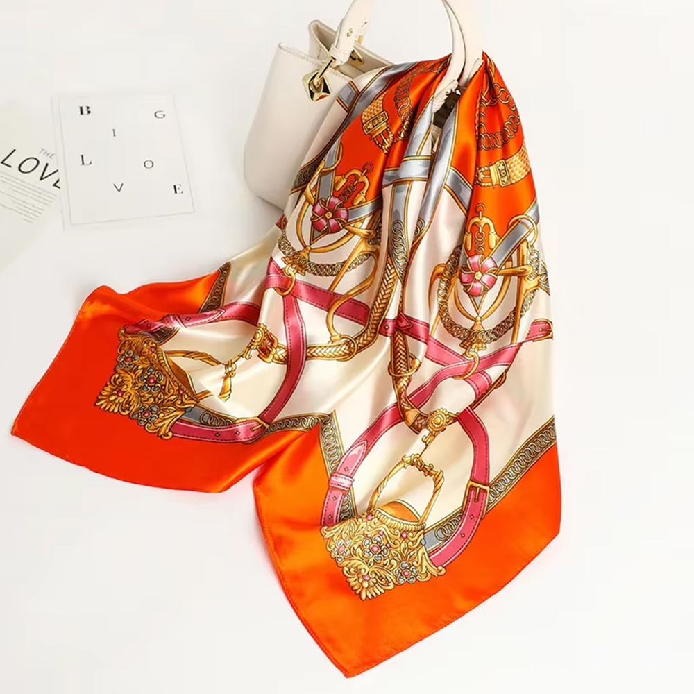 Foulards de mode 90*90cm pour femme, imprimés, carrés en soie, pour cheveux et cou, châle polyvalent pour femme de bureau, bandana, hijab musulman, mouchoir