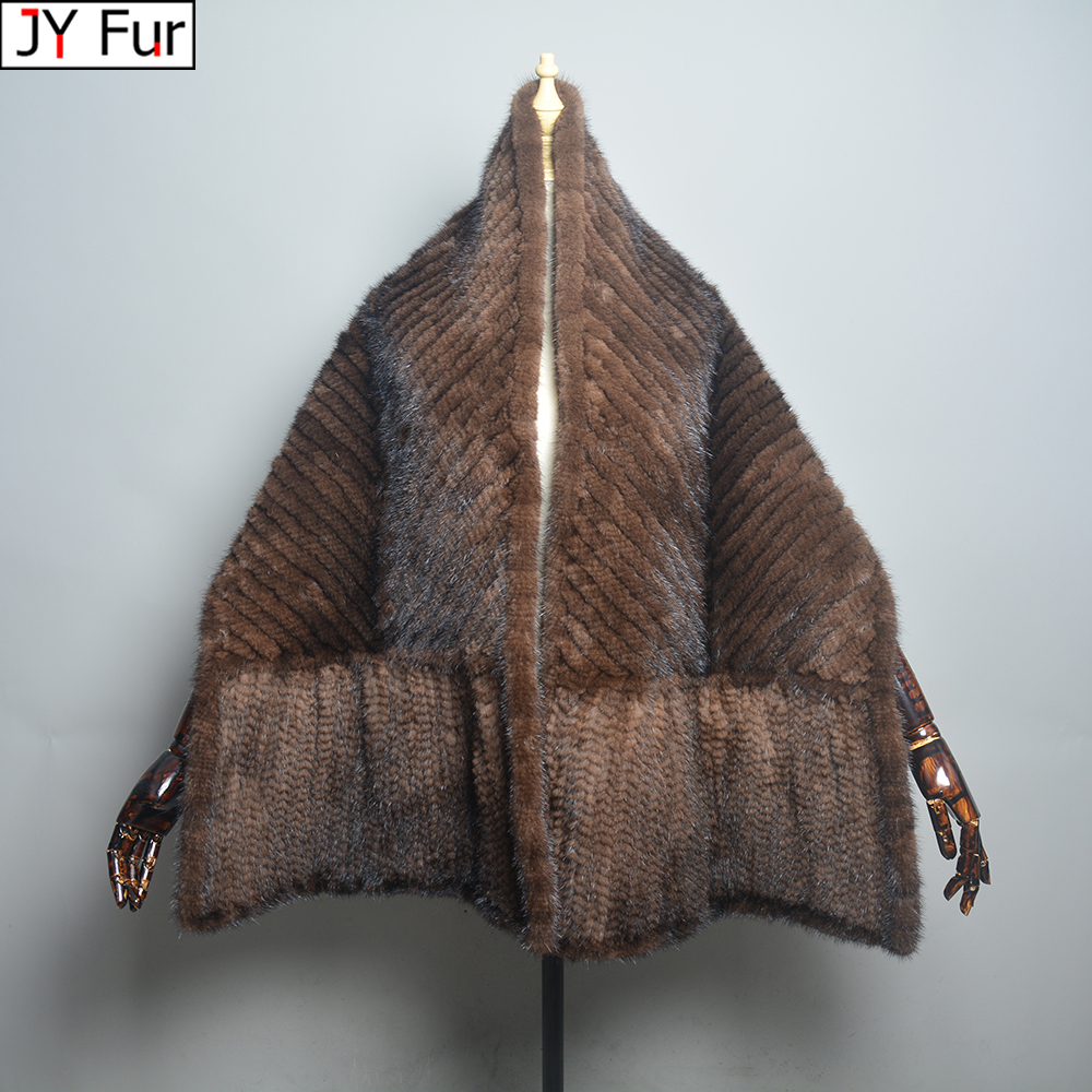 Écharpe de luxe en vraie fourrure de vison pour femme, collection 2026, tricotée, tendance, chaude pour l'hiver, en fourrure naturelle