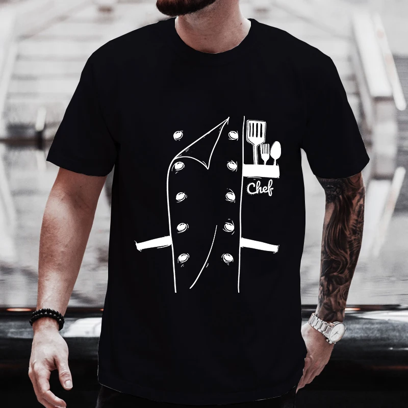 Drôle Chef t-shirt hommes à manches courtes cuisinier Chef t-shirt mode graphique col rond été à manches courtes t-shirt hommes surdimensionné T-shirts