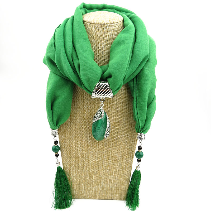Femmes longues écharpes exagérant pendentif collier dame anneau écharpe femmes glands silencieux dame Polyester coton écharpe châles