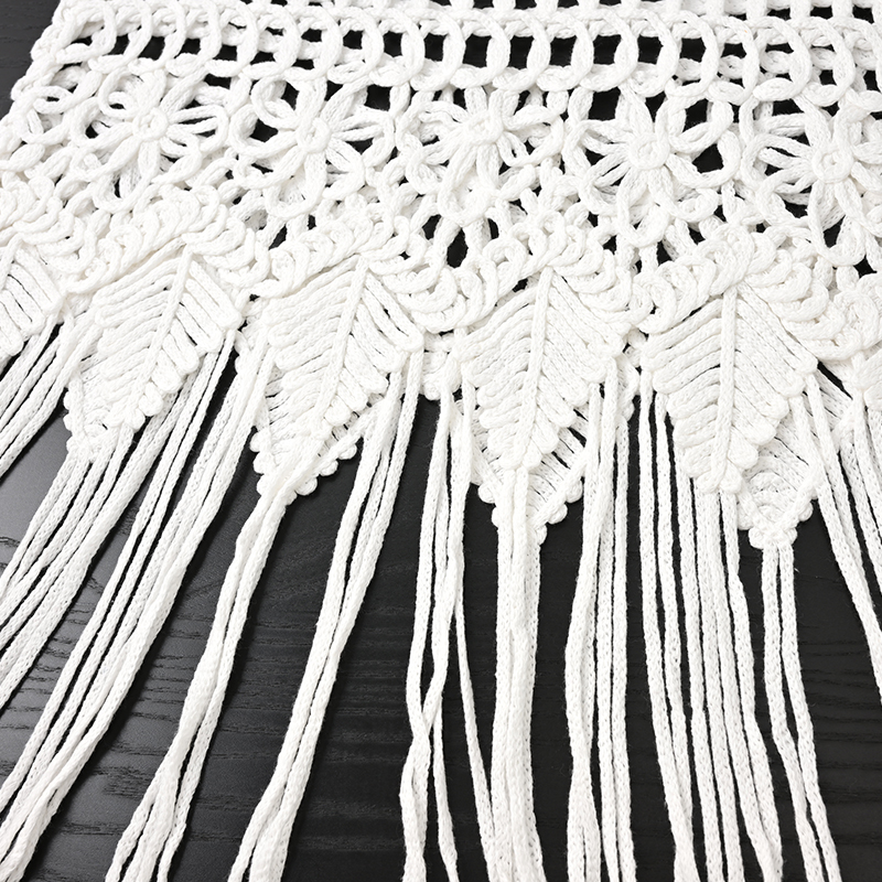 Débardeur en Crochet transparent pour femmes, Cover-Up pour Bikini, ajouré, sans manches, à franges, tenue de plage, de vacances, style Boho, été