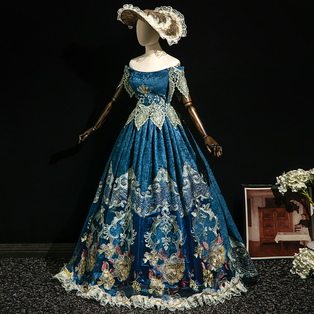 Robes de soirée victoriennes personnalisées pour femmes, robes de mascarade de théâtre historique baroque