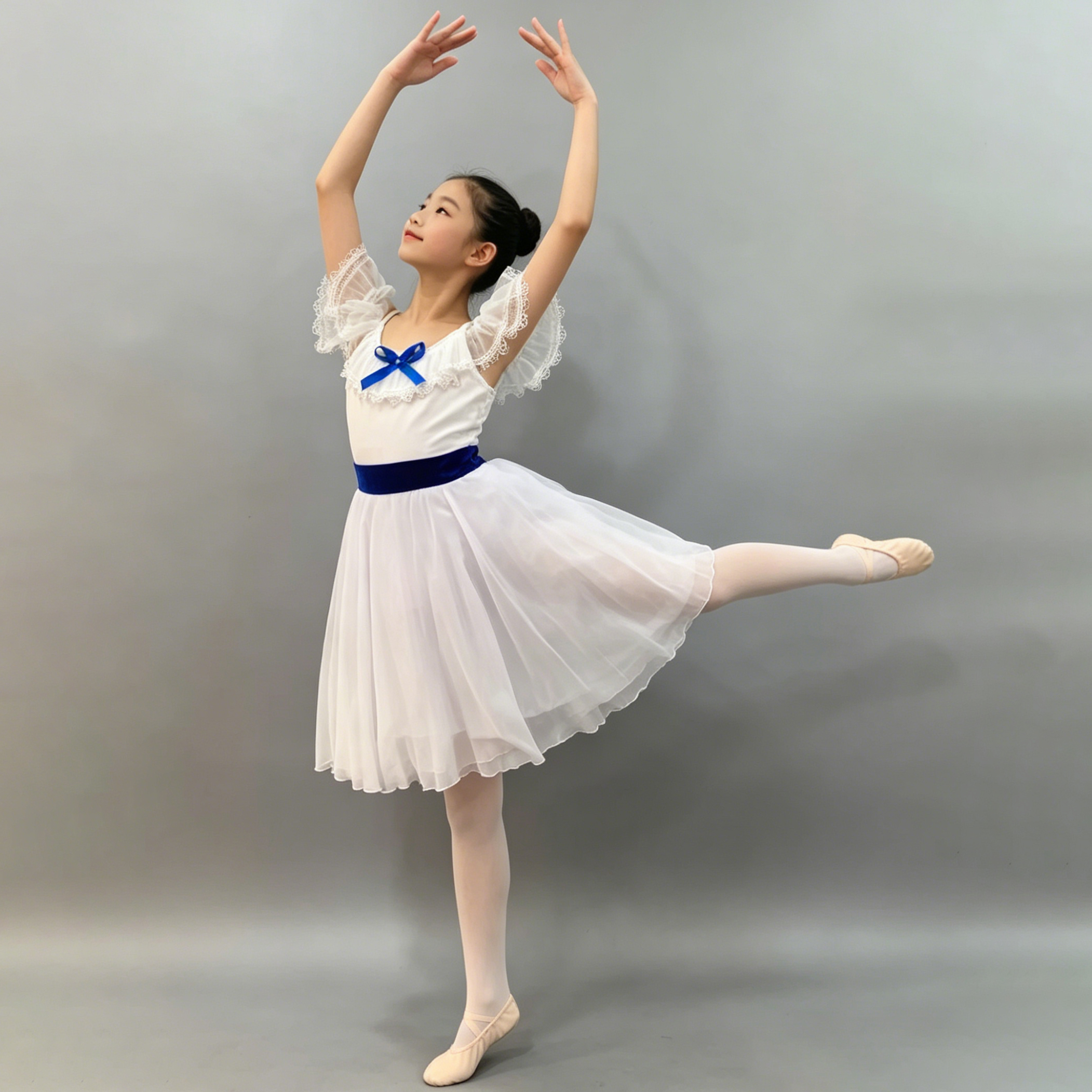 Robe de ballet tutu lyrique professionnelle en gaze avec nœud et patchwork de dentelle, robe de soirée pour ballerine, costumes de danse pour enfants