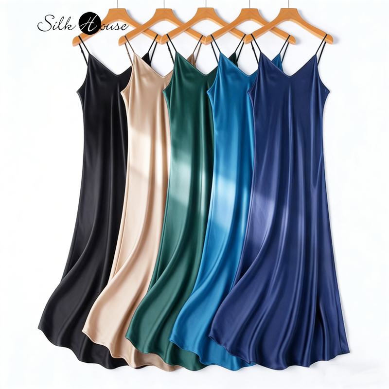 Robe en Satin de mûrier naturel pour femmes, nouvelle mode 2026, 21MM, 100% soie de mûrier, uni, étendue, française, Sexy, bretelles réglables, couleur unie
