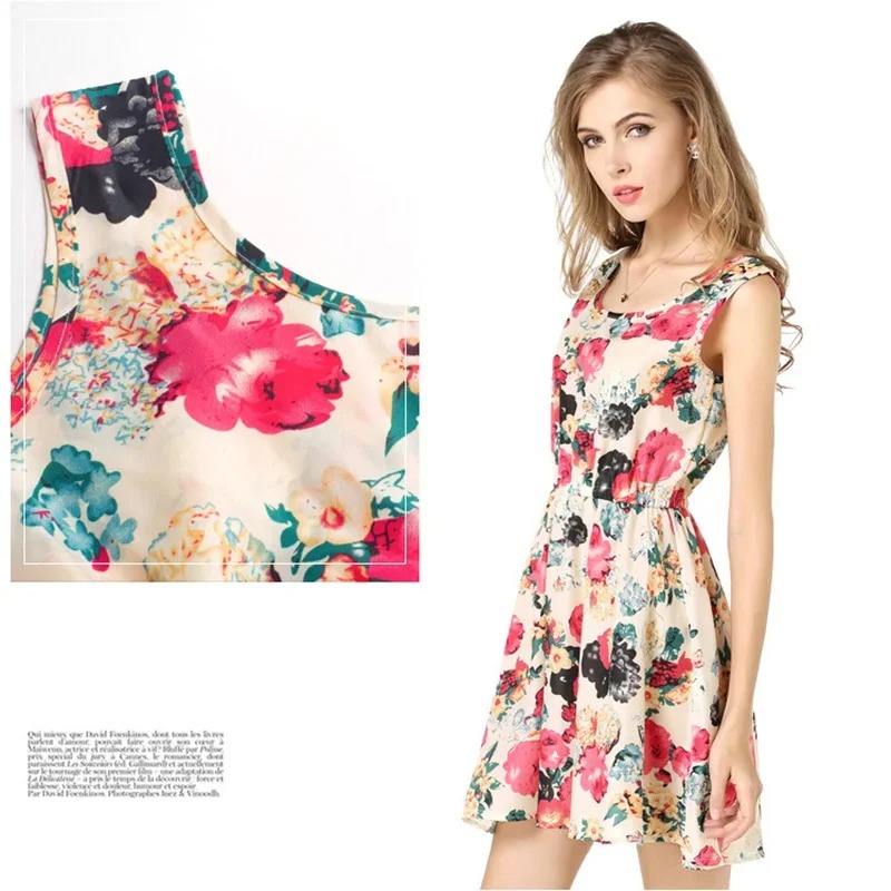 Femmes été Mini robe 2025 femme Boho en mousseline de soie vêtements Sexy fleurs imprimer robe plissée fête Clubwear robe de plage robes