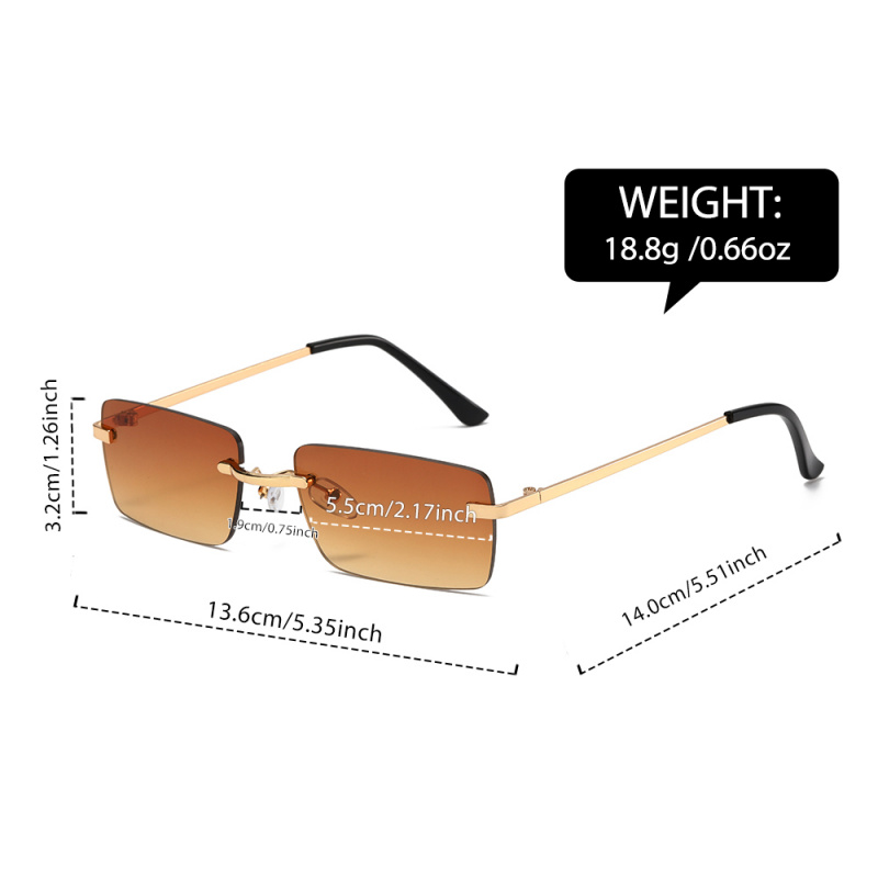 1 pièce, lunettes rectangulaires sans monture, monture petite et style exquis, lunettes rétro élégantes, adaptées aux hommes et aux femmes