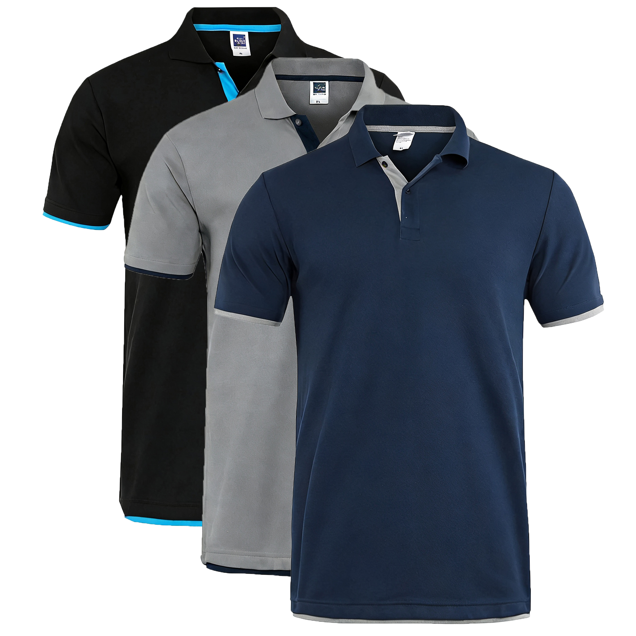 T-shirt en coton 95% pour homme, vêtements d'été à manches courtes, hauts de qualité supérieure pour homme, tee-shirt décontracté, polo noir et blanc pour homme
