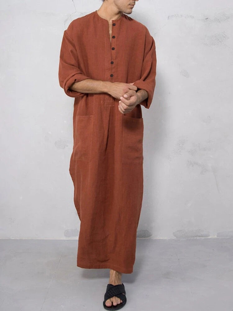 Djellaba musulmane à manches longues pour hommes, bouton, Thobe, Islam, Kaftan, Abaya, Pakistan, Arabie saoudite, Robe adt, MY950, Nouvelle arrivée