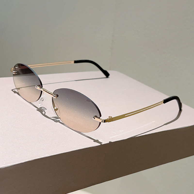 Lunettes de soleil ovales sans monture 2026 pour hommes, dégradées, tendance, pour femmes, nouveau design vintage de marque, décontractées