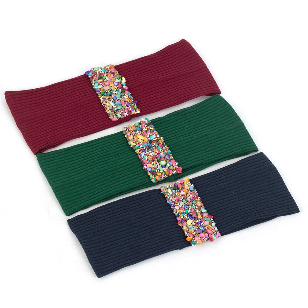 Ruban de pierres colorées en coton pour femme, bandeau élastique pour cheveux, accessoires de fête