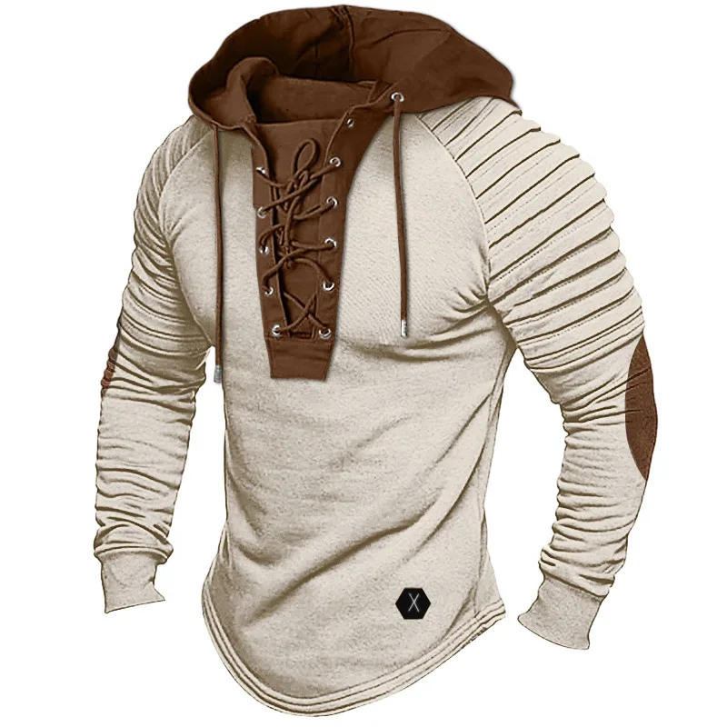 Vêtements pour hommes musculaires. Sweat à capuche de couleur unie. T-shirt pour hommes de nouveau style. Cagoule plissée. T-shirt à manches longues Street Style. S-XXXL