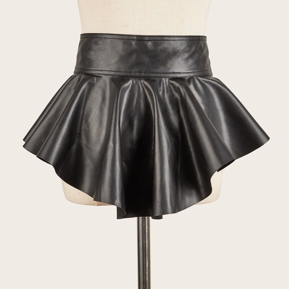 Ceinture corset large en cuir PU pour robe, ceinture amincissante décorative, queue d'hirondelle en couches, joint de taille, ceinture à lacets, noir
