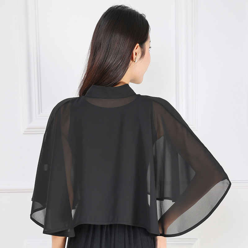 Vêtements d'extérieur courts en mousseline de soie pour femmes, châle de protection solaire, vêtements de printemps d'été, veste fine en dentelle Everak, climatisation