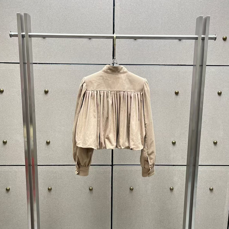 Blouson court zippé pour femme avec col montant et épaulettes, veste plissée, doudoune de haute qualité, 2026, Nouvelle collection Y2K