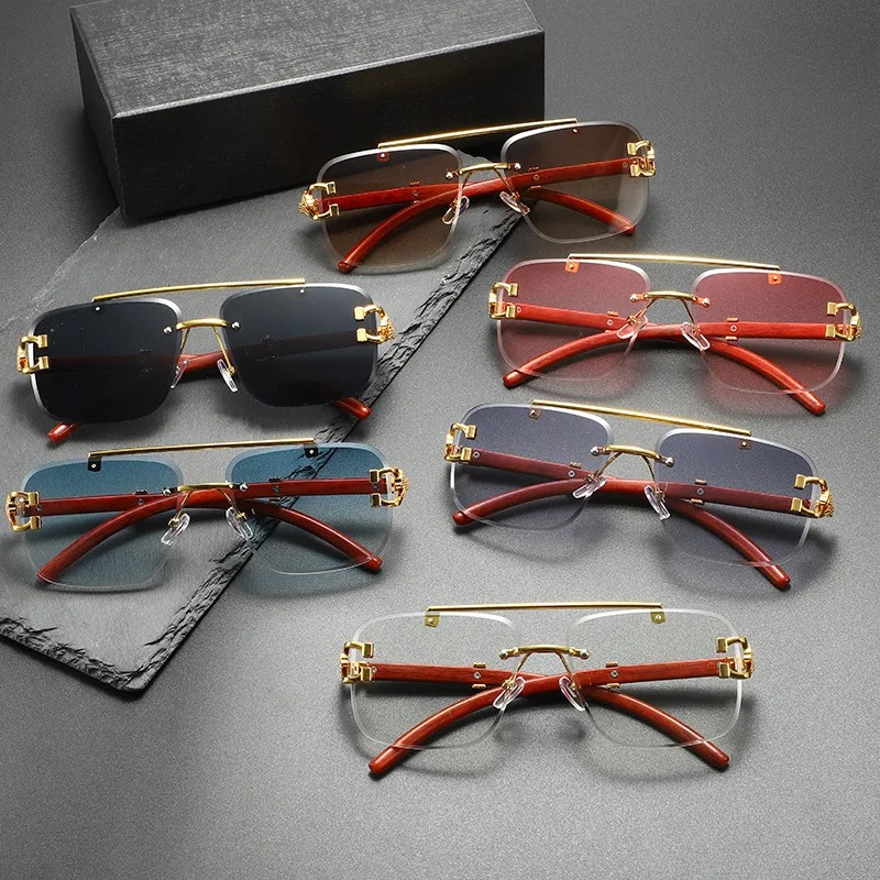 Lunettes de soleil carrées tendance sans monture pour hommes et femmes, protection UV, idéales pour la conduite, verres dégradés sans cadre